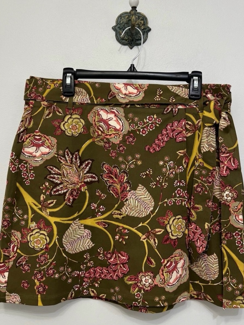 Spartina 449 Linden Stretch Skirt High Waisted Olive Green Floral Print Size XL - Picture 3 of 7